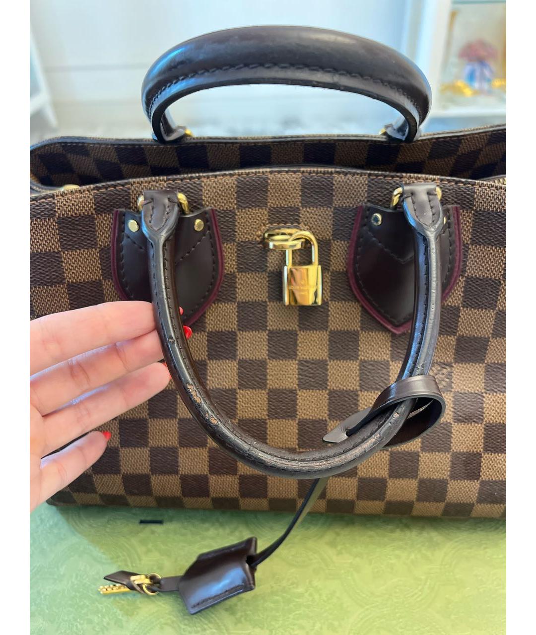 LOUIS VUITTON Коричневая кожаная сумка с короткими ручками, фото 2