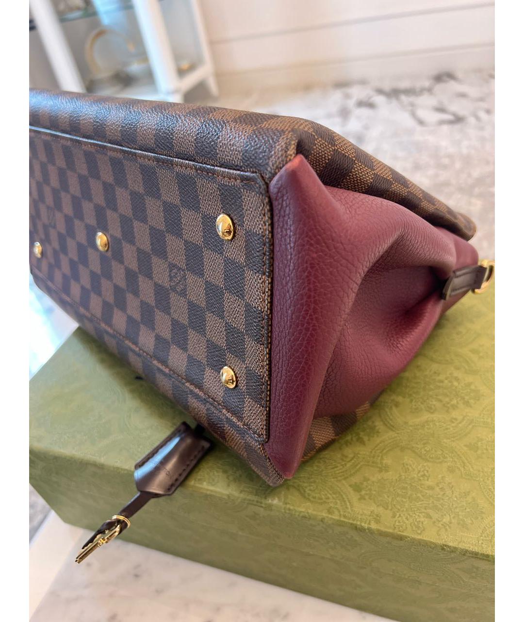 LOUIS VUITTON Коричневая кожаная сумка с короткими ручками, фото 8