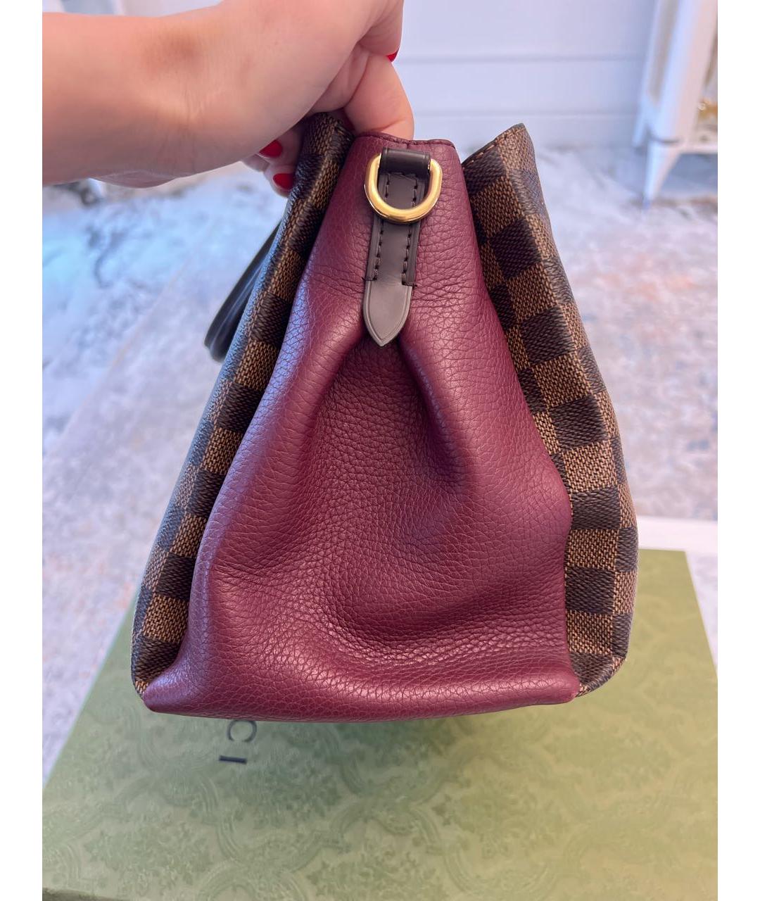 LOUIS VUITTON Коричневая кожаная сумка с короткими ручками, фото 3