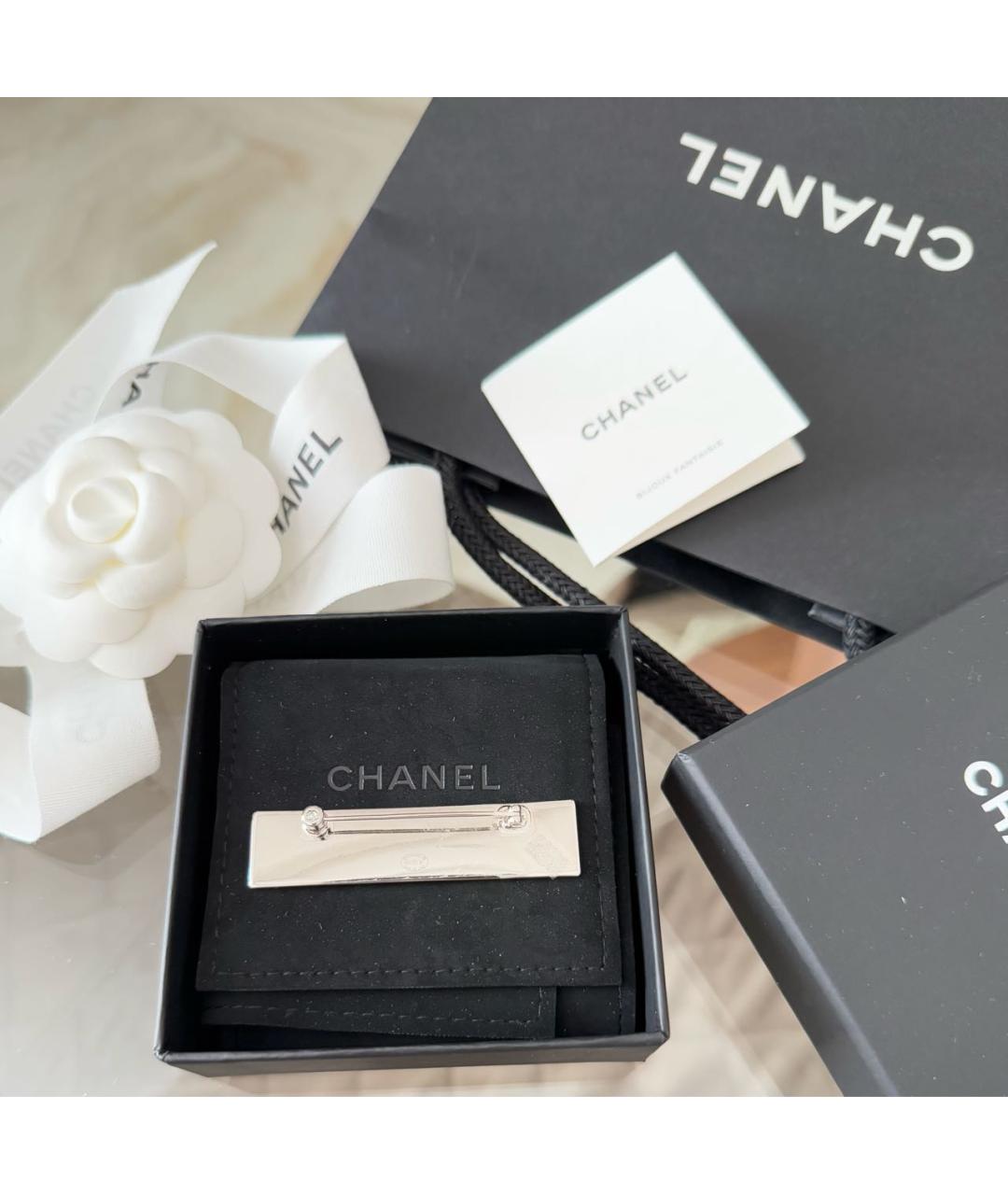 CHANEL Серебряная металлическая булавка / брошь, фото 3