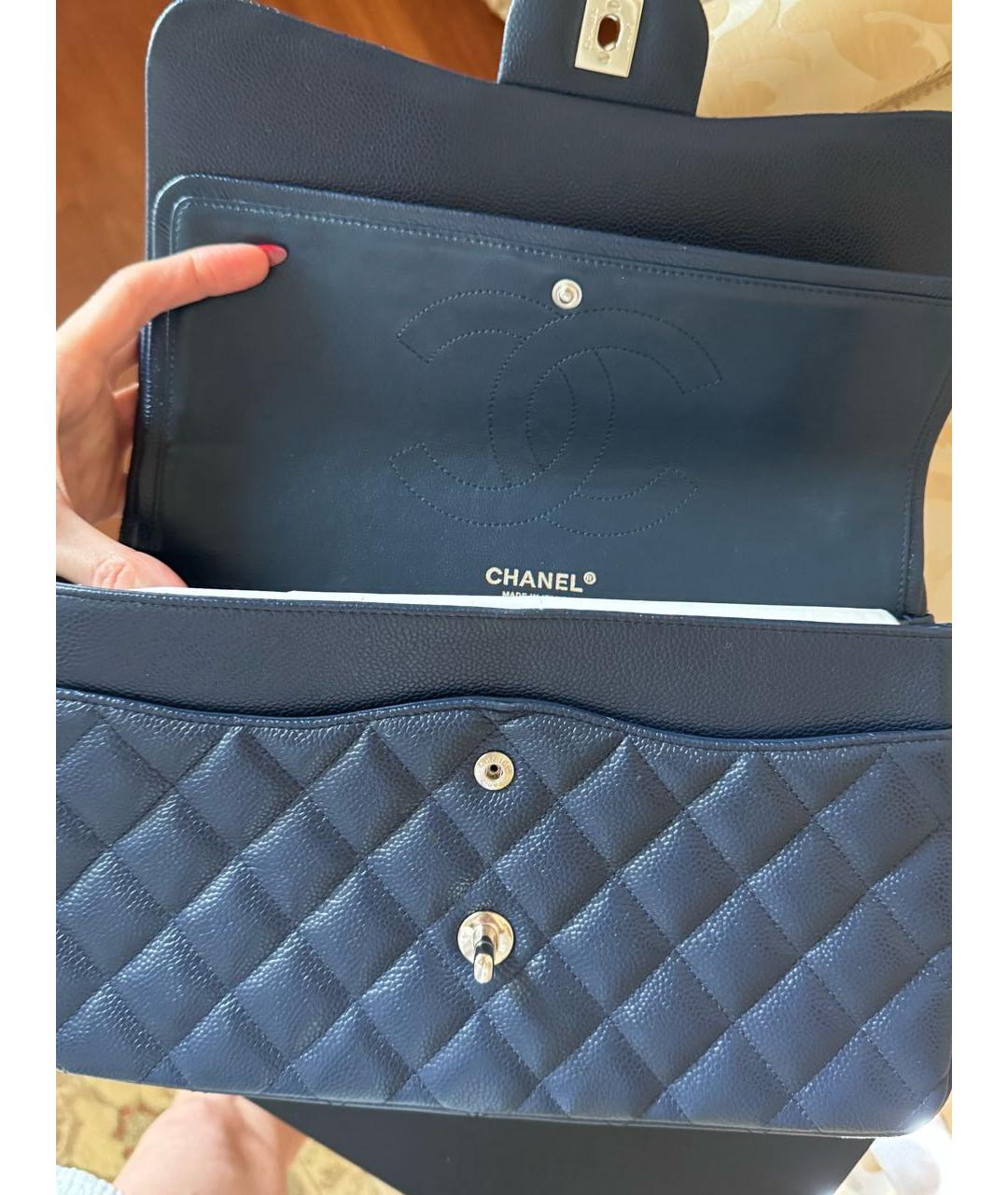 CHANEL Темно-синяя кожаная сумка через плечо, фото 7