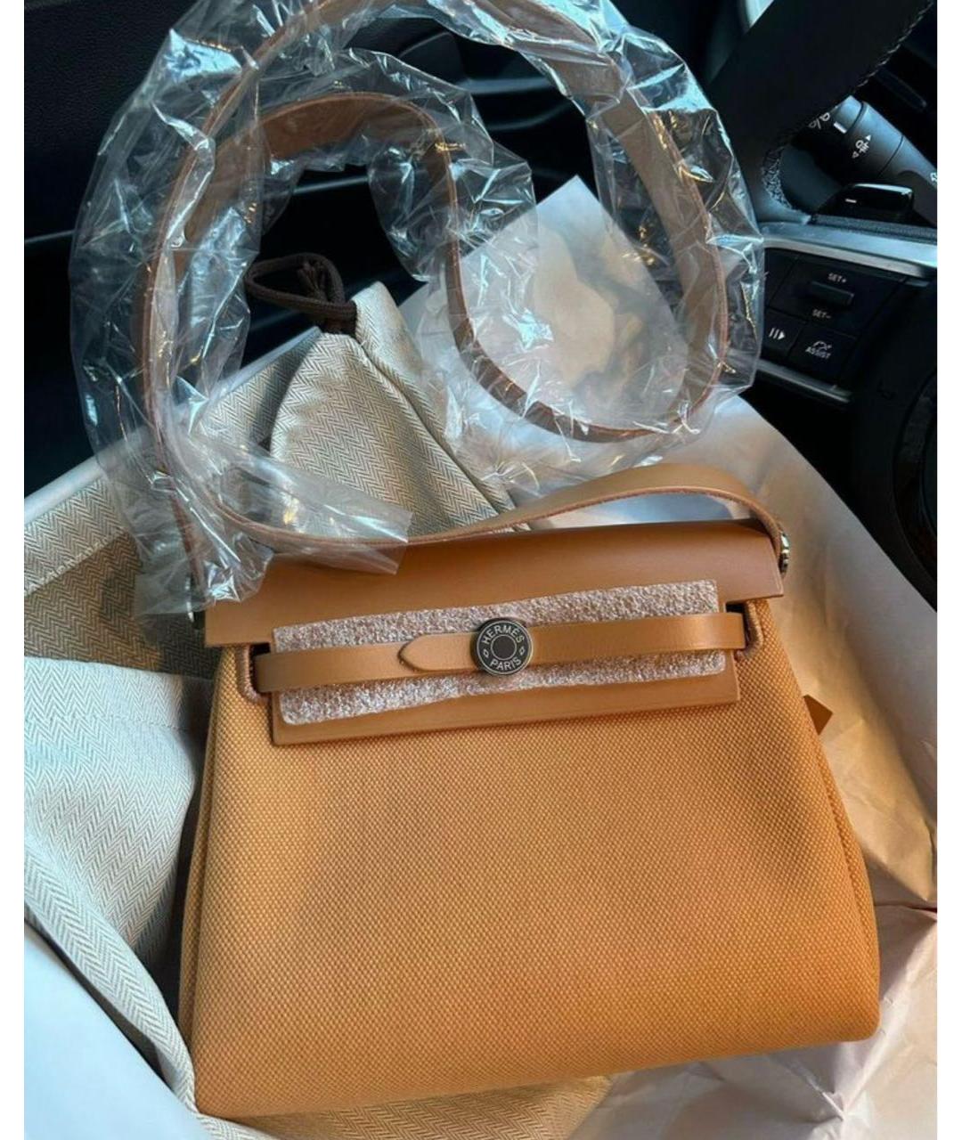 HERMES Горчичная кожаная сумка через плечо, фото 3