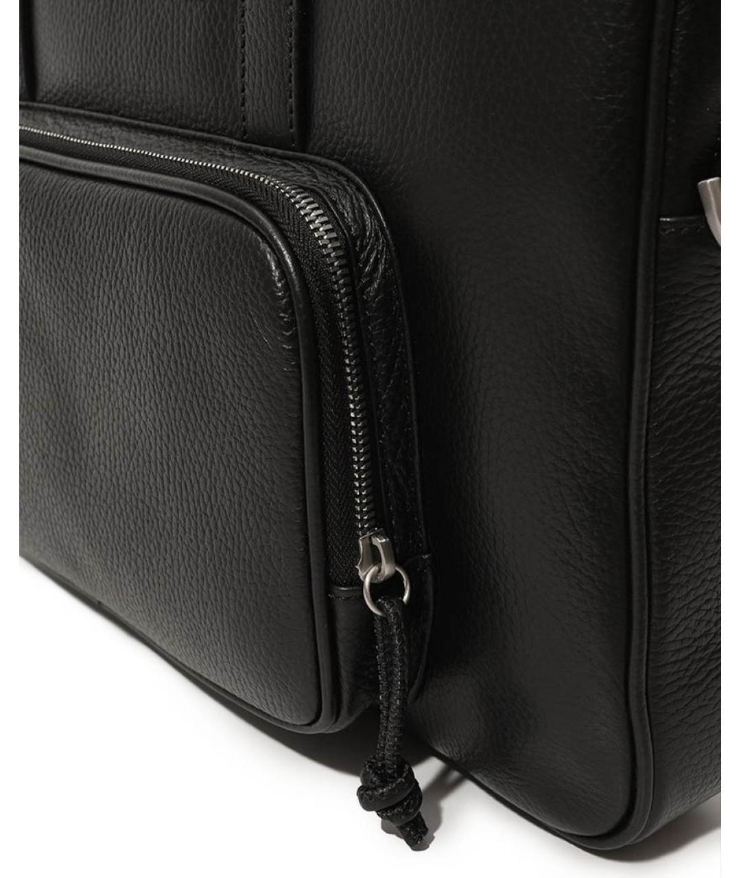 EMPORIO ARMANI Черный кожаный портфель, фото 4