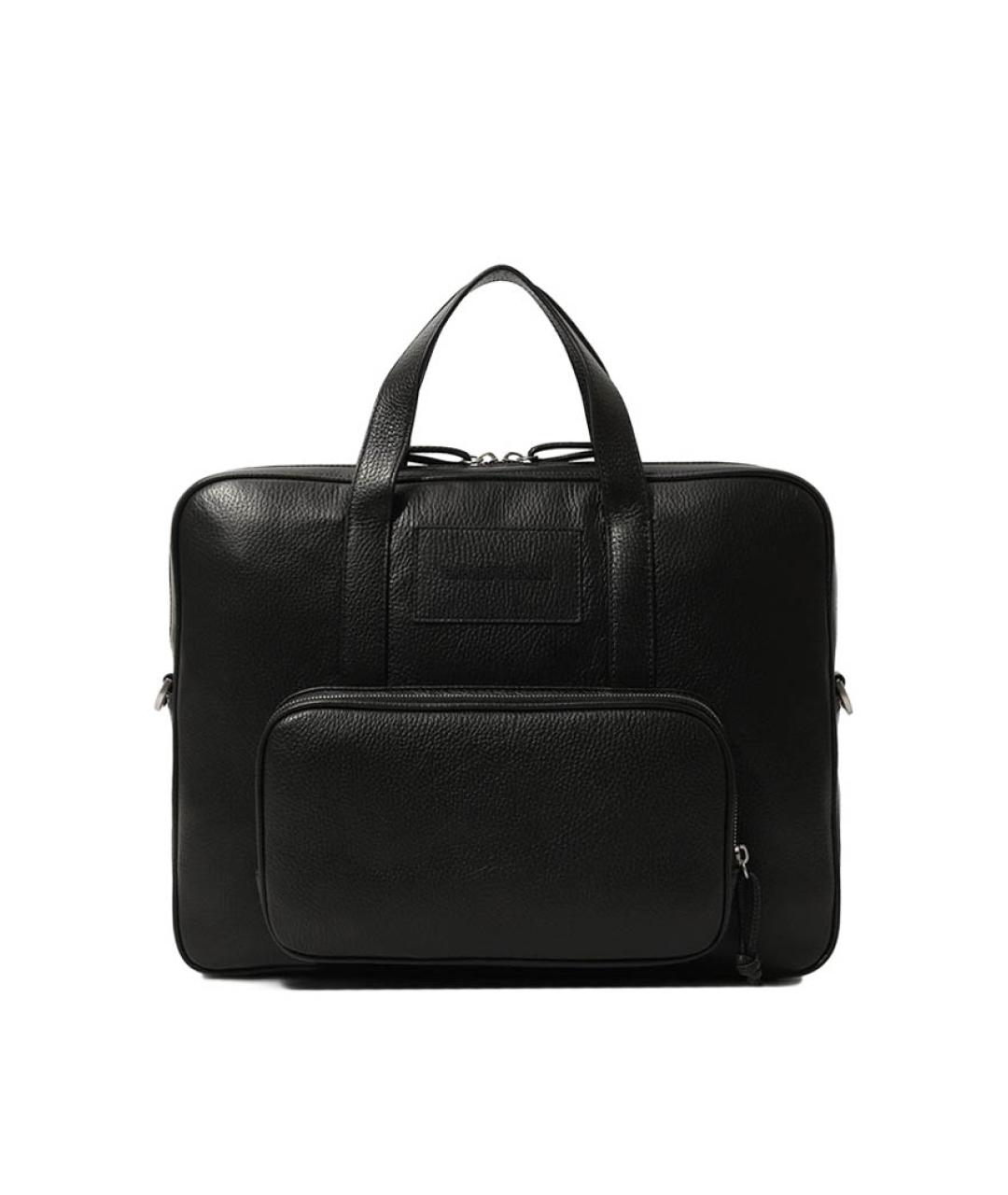 EMPORIO ARMANI Черный кожаный портфель, фото 1