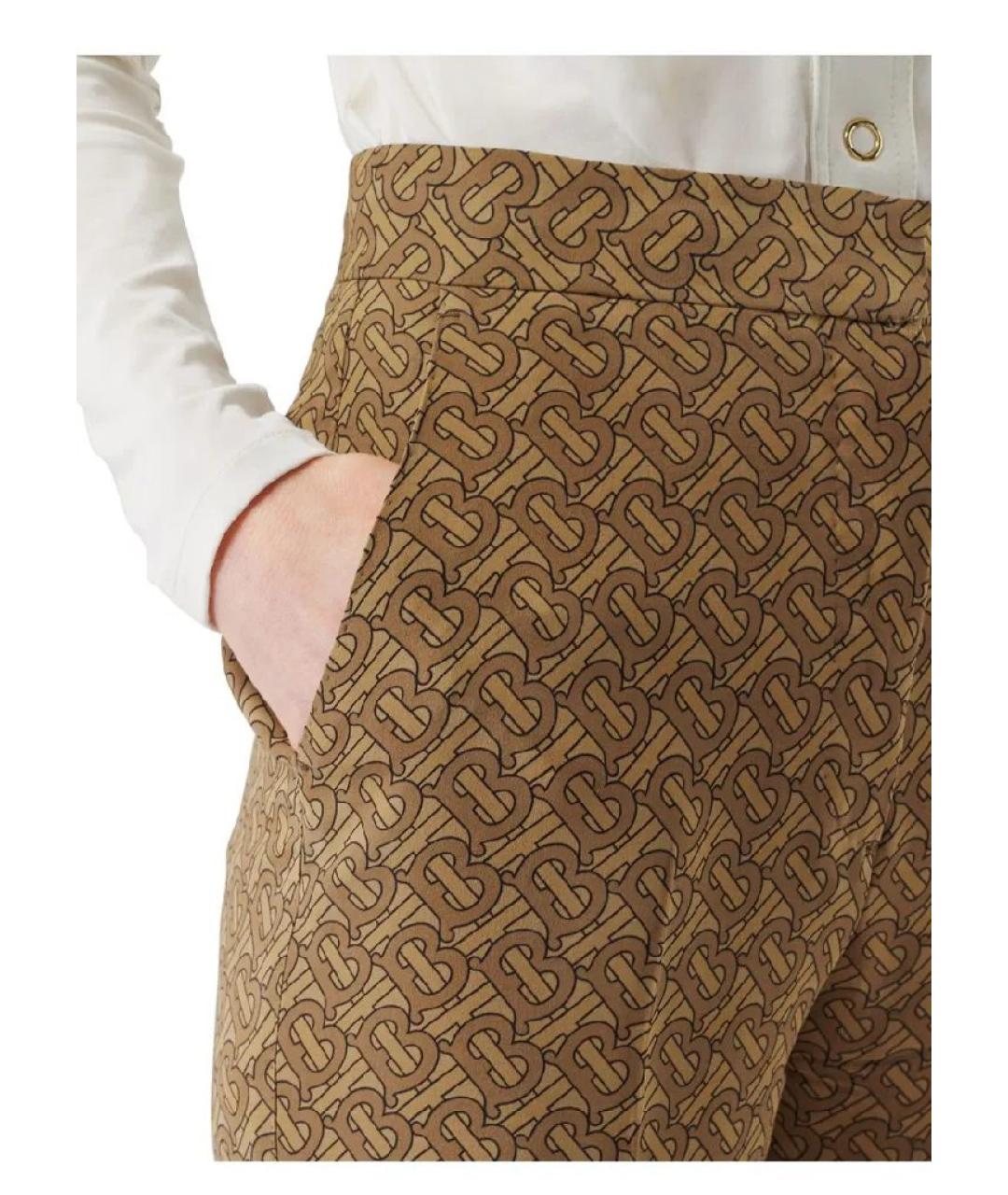 BURBERRY Коричневые шелковые брюки узкие, фото 3