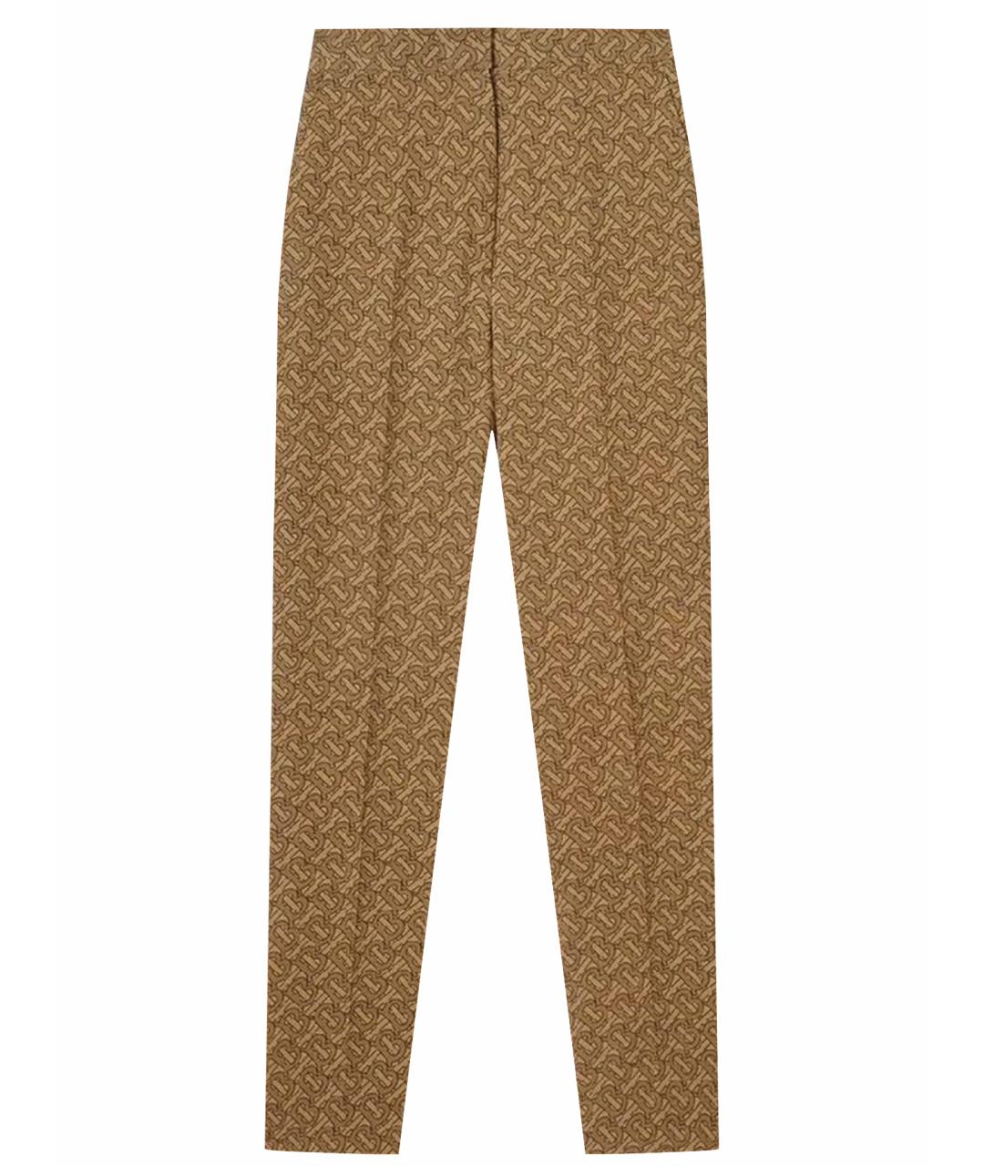 BURBERRY Коричневые шелковые брюки узкие, фото 1