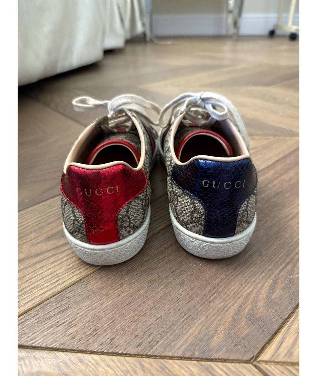 GUCCI Коричневые кеды из искусственной кожи, фото 4