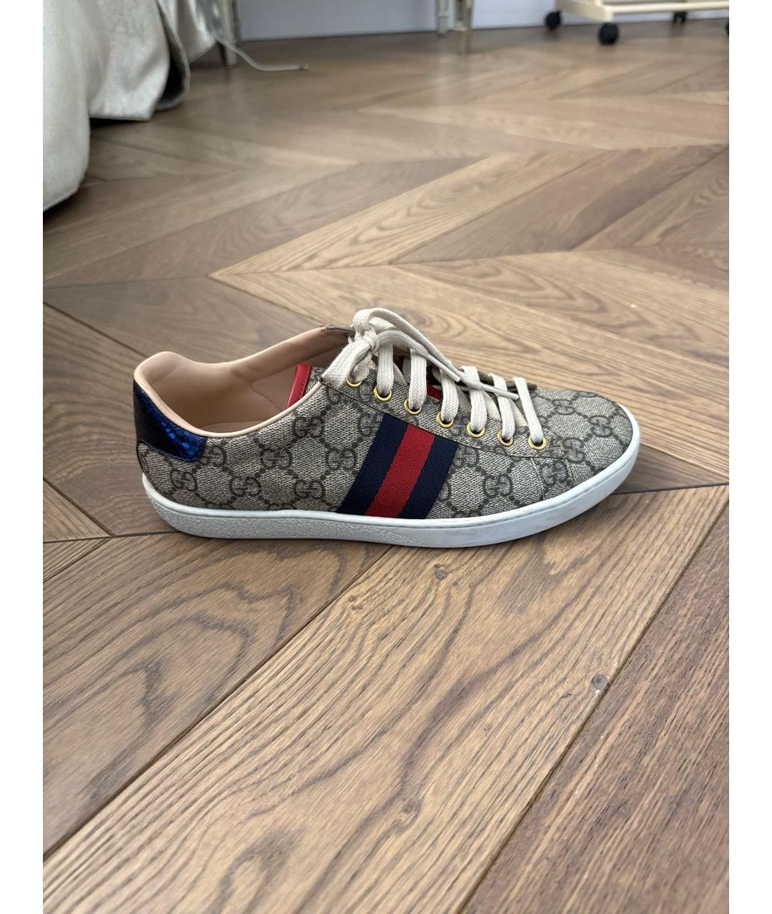 GUCCI Коричневые кеды из искусственной кожи, фото 5