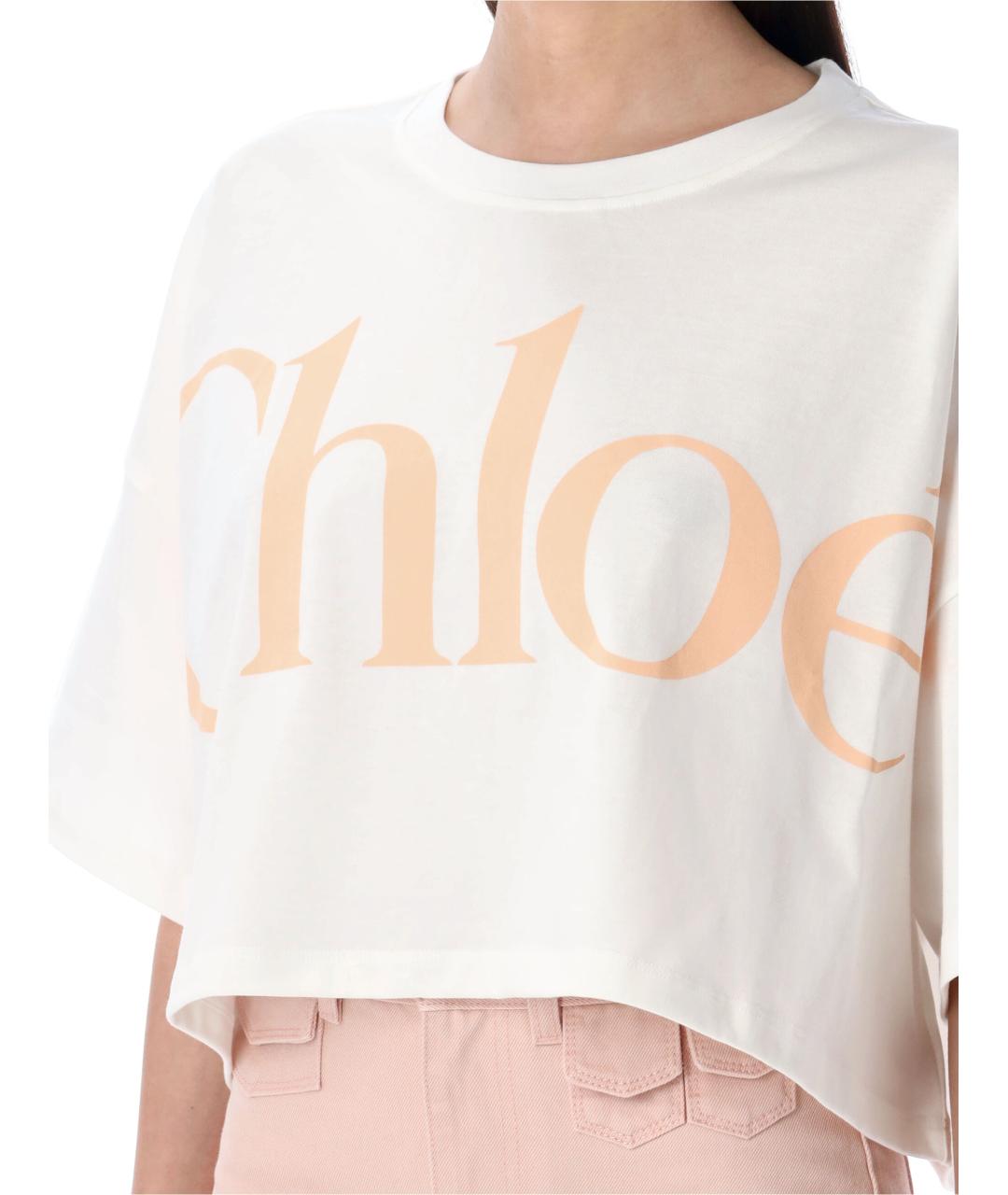 CHLOE Белая хлопковая футболка, фото 4