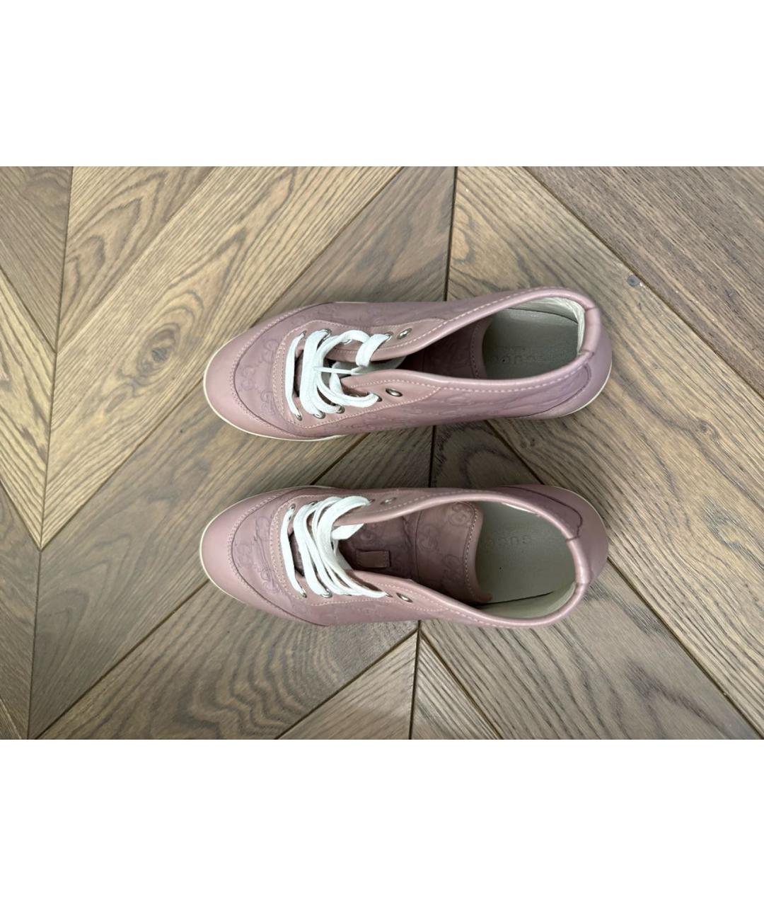 GUCCI Розовые кожаные кеды, фото 3