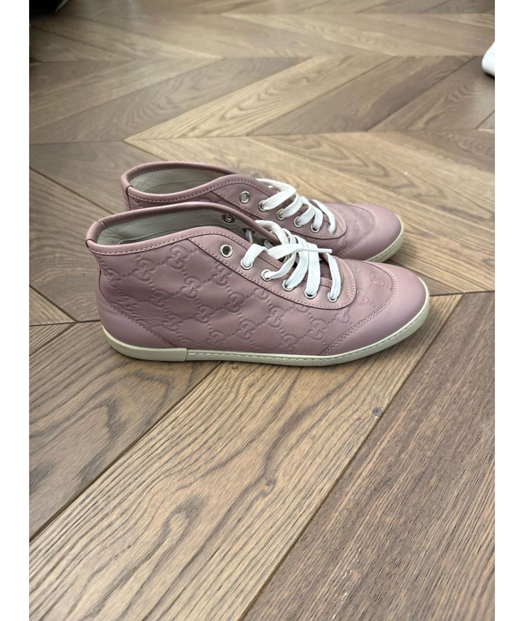 GUCCI Розовые кожаные кеды, фото 5