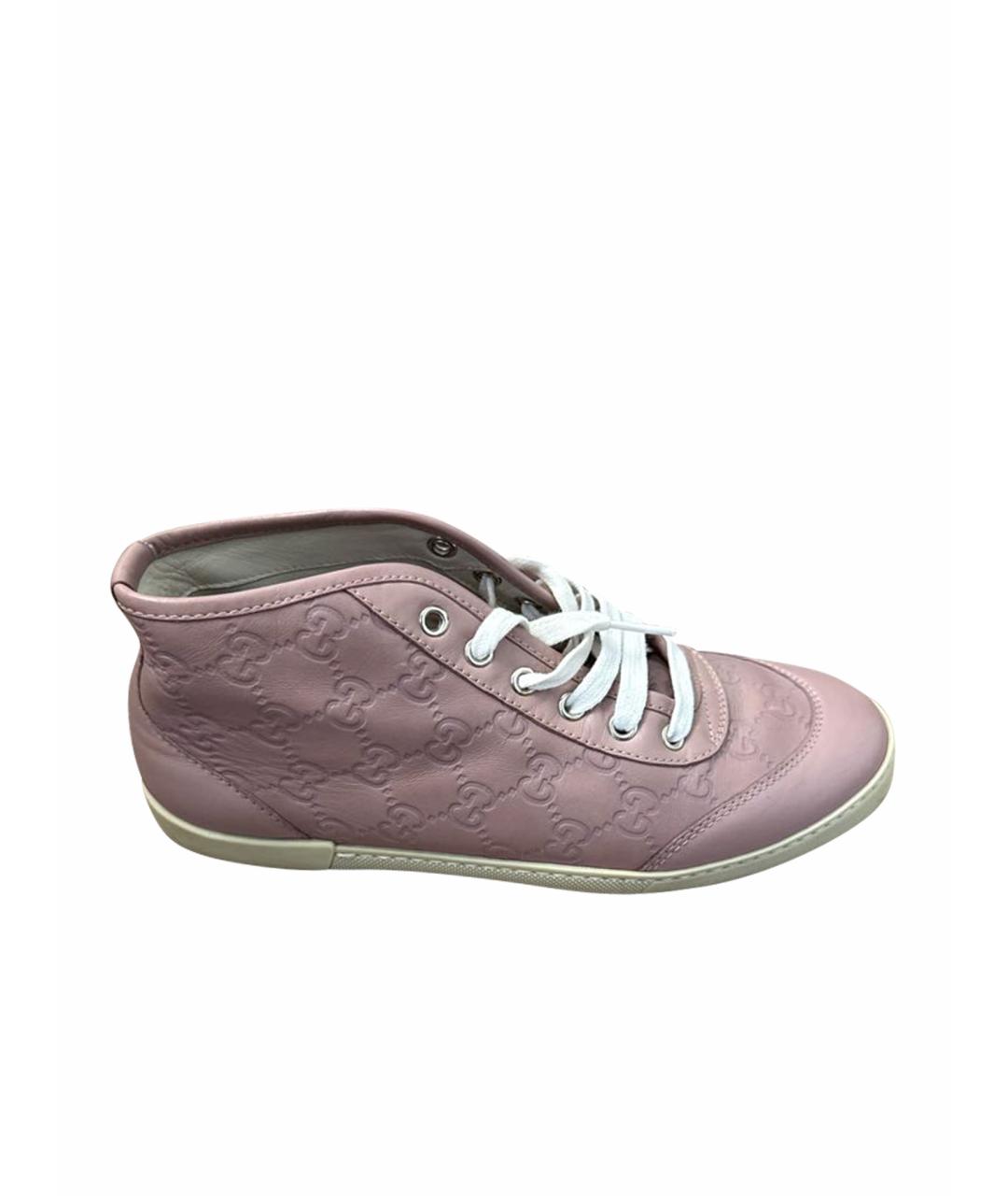 GUCCI Розовые кожаные кеды, фото 1