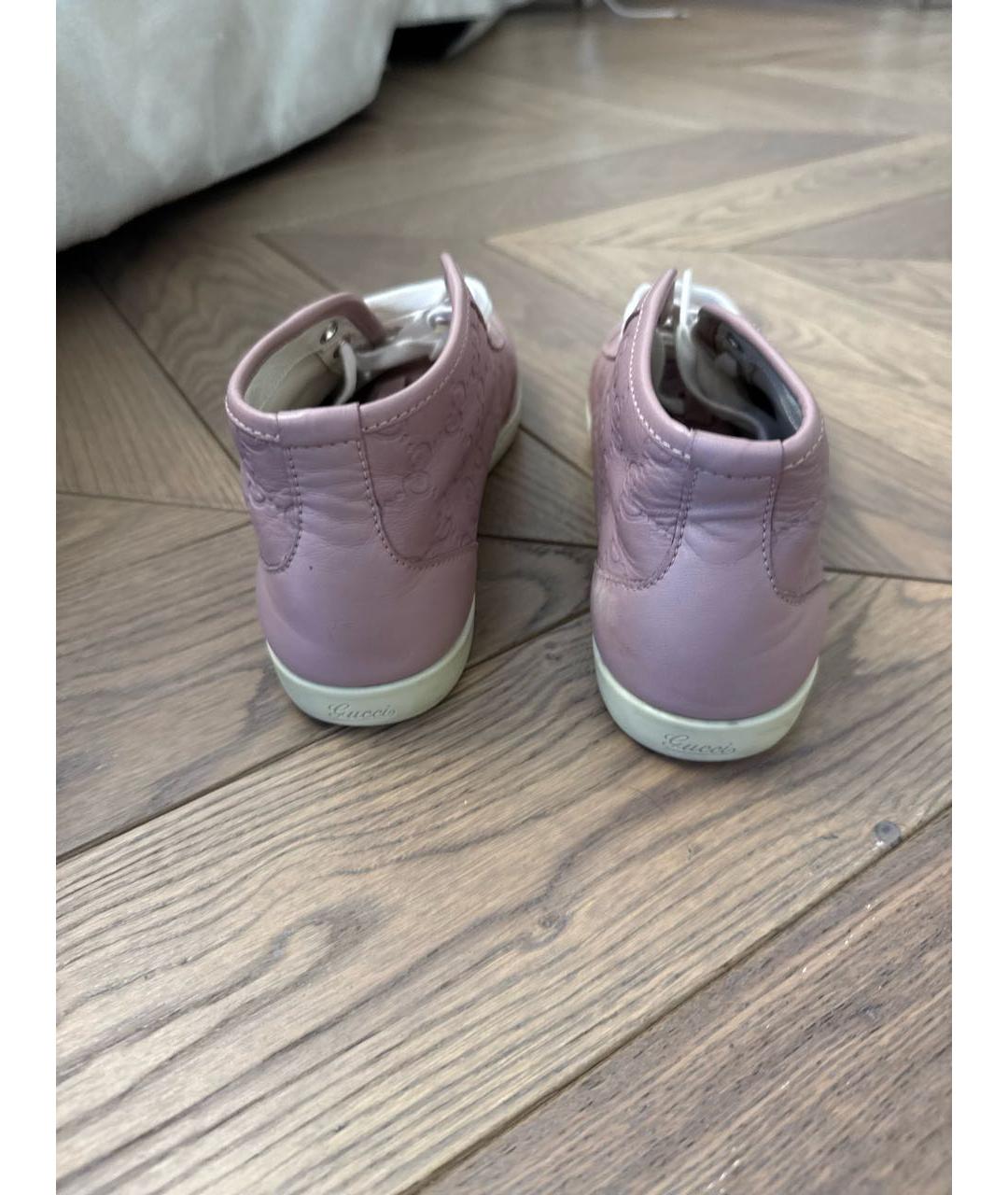 GUCCI Розовые кожаные кеды, фото 4