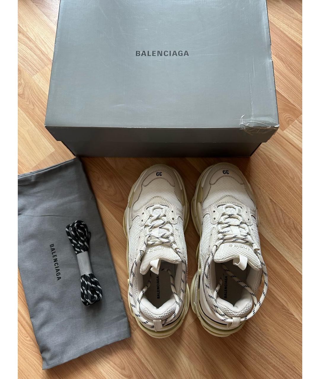 BALENCIAGA Бежевые текстильные кроссовки, фото 5
