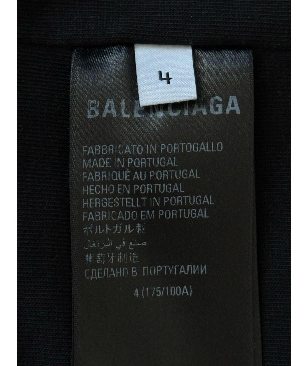 BALENCIAGA Черная хлопковая футболка, фото 5