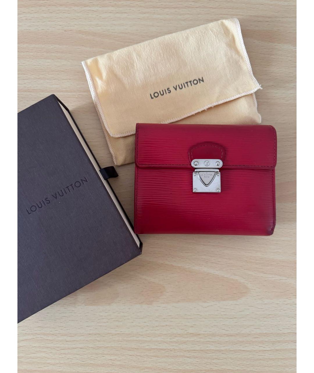 LOUIS VUITTON Красный кожаный кошелек, фото 9