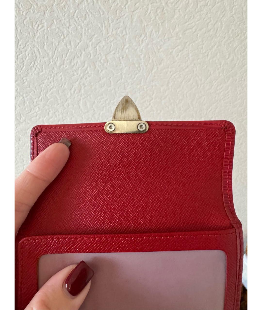 LOUIS VUITTON Красный кожаный кошелек, фото 7