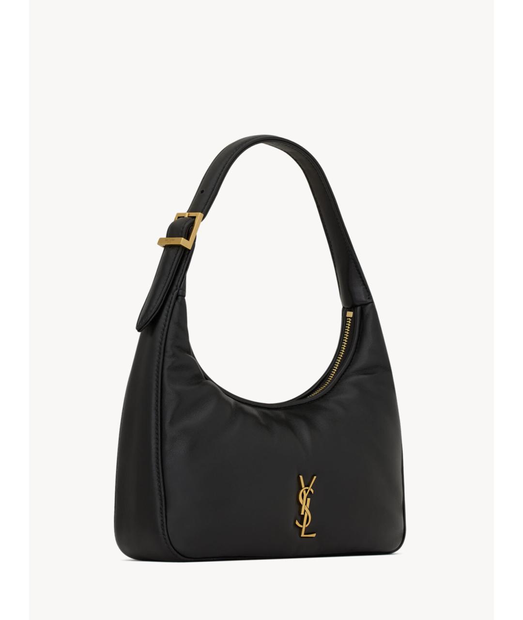 SAINT LAURENT Черная кожаная сумка с короткими ручками, фото 4