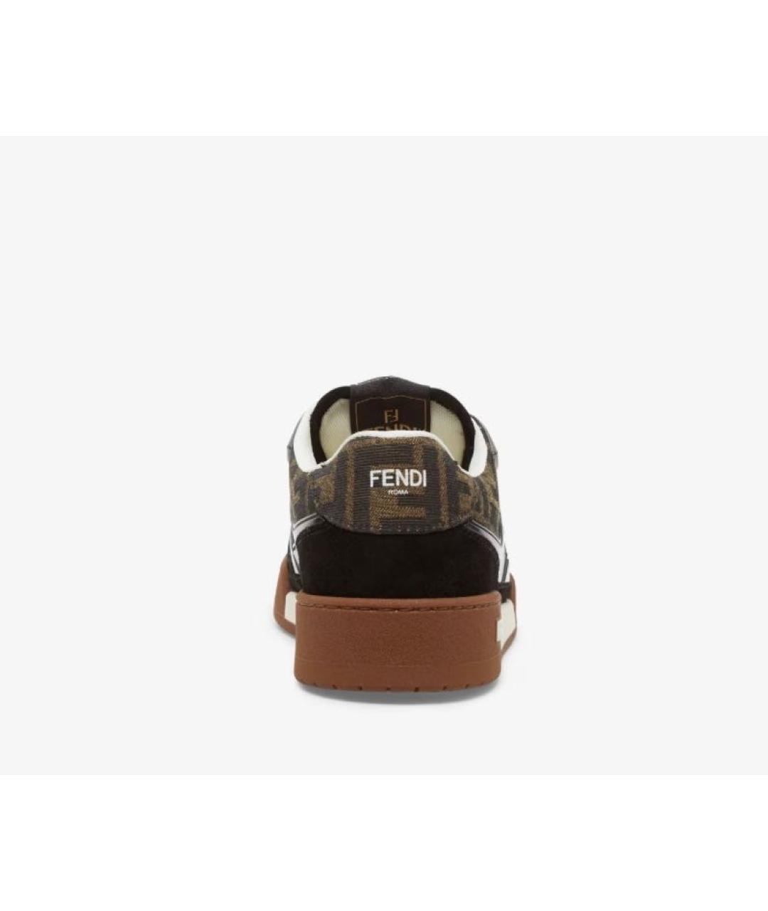 FENDI Коричневые текстильные кеды, фото 4