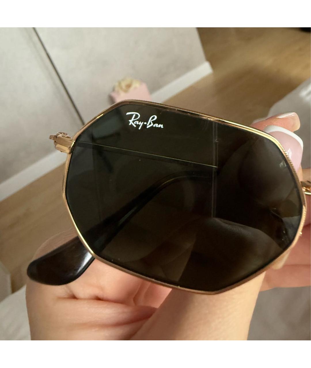 RAY BAN Золотые металлические солнцезащитные очки, фото 3