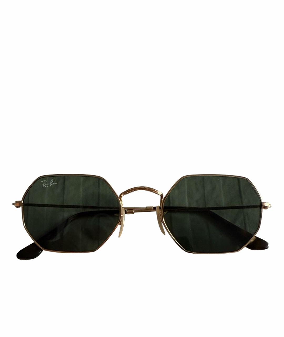 RAY BAN Золотые металлические солнцезащитные очки, фото 1