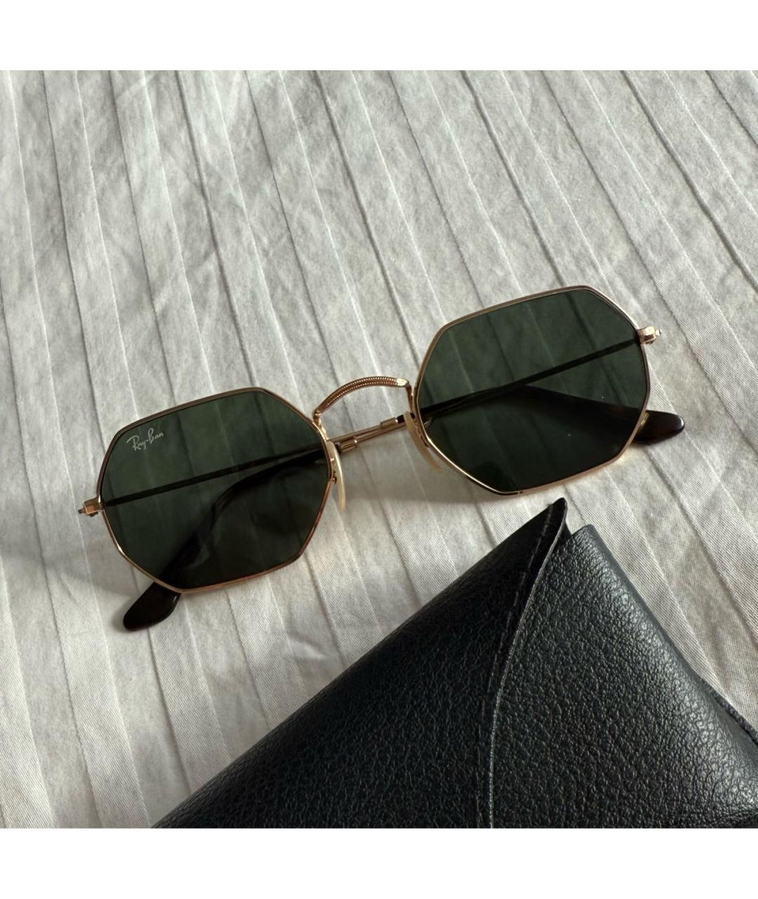RAY BAN Золотые металлические солнцезащитные очки, фото 6