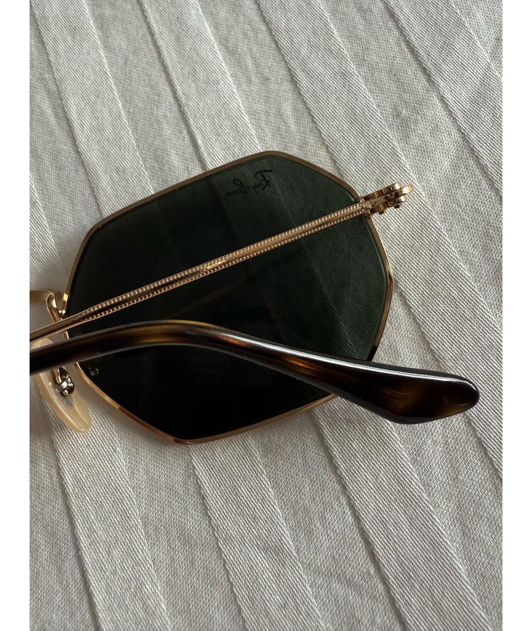 RAY BAN Золотые металлические солнцезащитные очки, фото 5