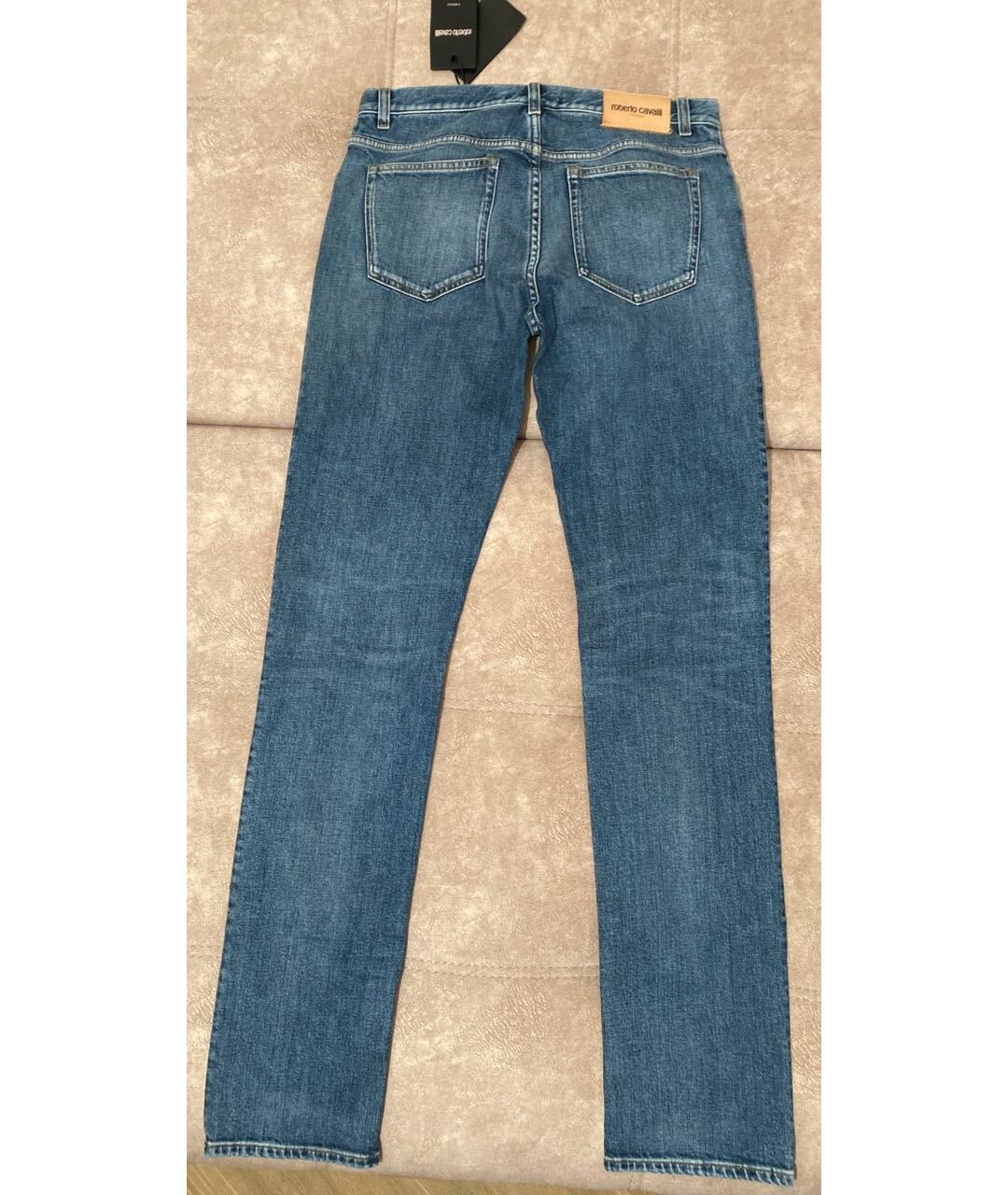 ROBERTO CAVALLI Синие хлопковые прямые джинсы, фото 2