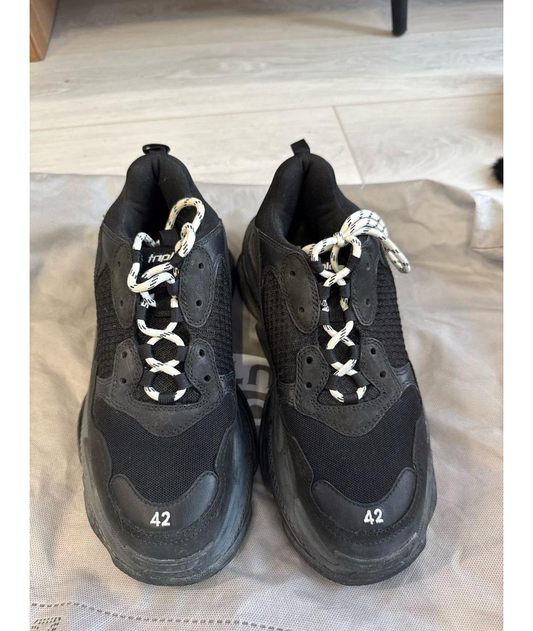 BALENCIAGA Черные текстильные низкие кроссовки / кеды, фото 2
