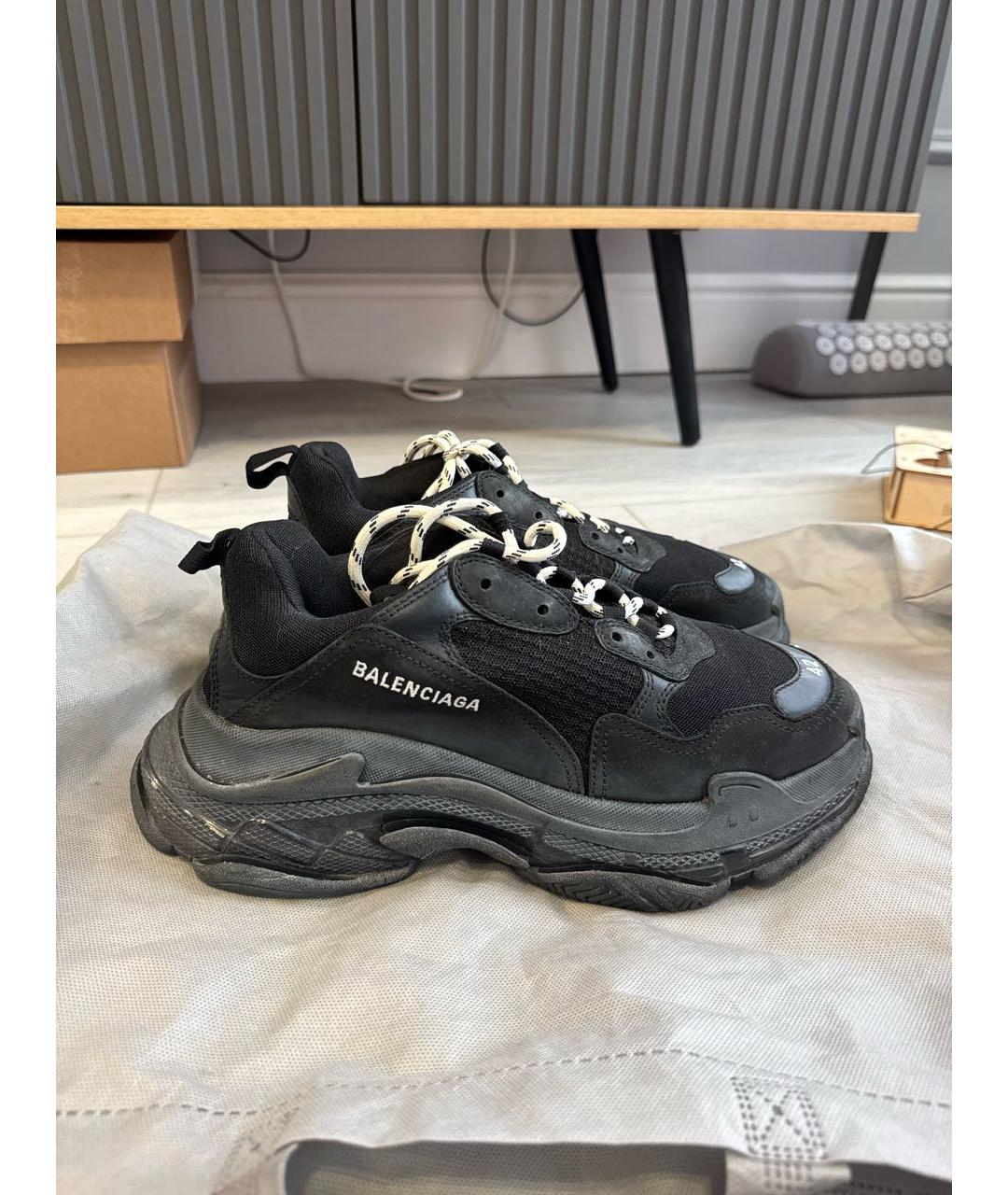 BALENCIAGA Черные текстильные низкие кроссовки / кеды, фото 6