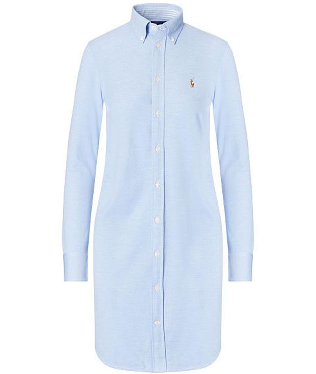 POLO RALPH LAUREN Голубое хлопковое повседневное платье, фото 1