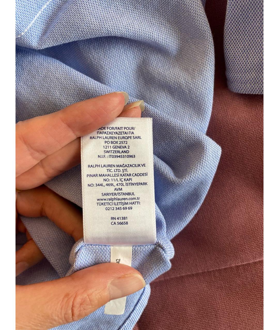 POLO RALPH LAUREN Голубое хлопковое повседневное платье, фото 7