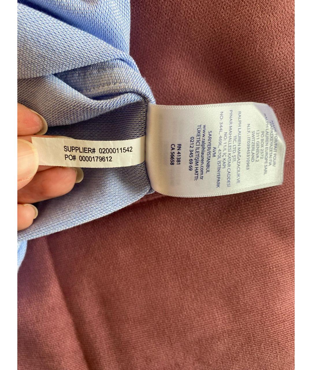 POLO RALPH LAUREN Голубое хлопковое повседневное платье, фото 5