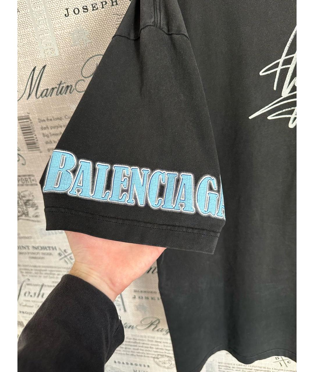 BALENCIAGA Черная хлопковая футболка, фото 5