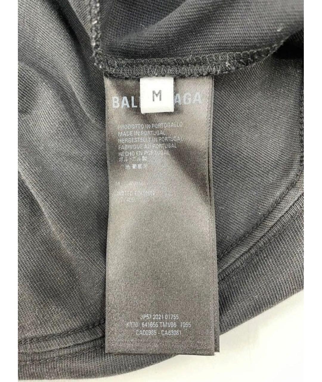 BALENCIAGA Черная хлопковая футболка, фото 7