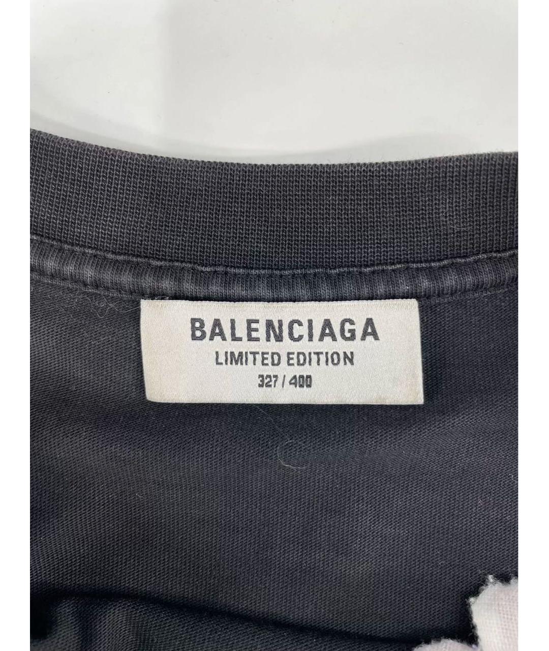 BALENCIAGA Черная хлопковая футболка, фото 6