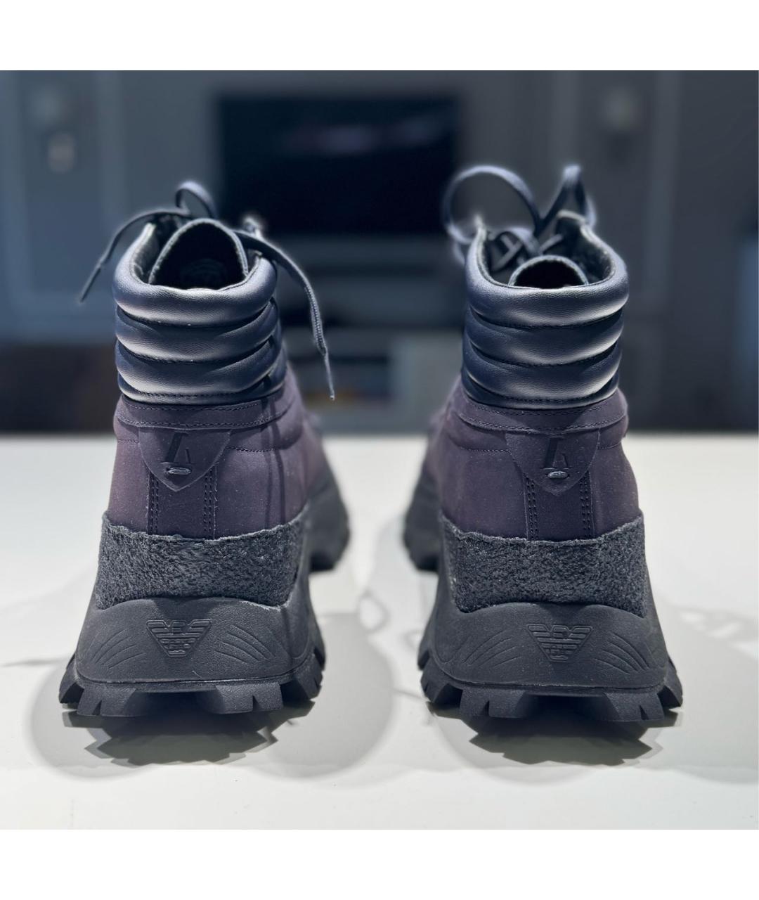 EMPORIO ARMANI Фиолетовые кожаные низкие ботинки, фото 4