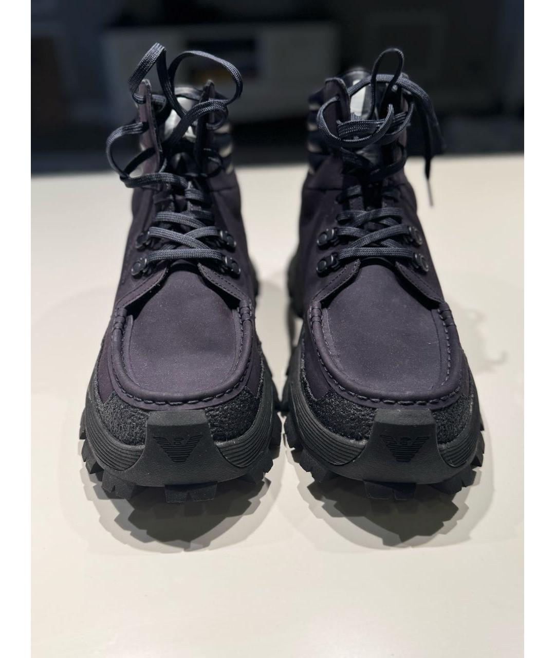 EMPORIO ARMANI Фиолетовые кожаные низкие ботинки, фото 2