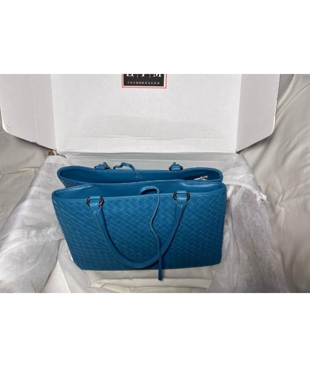 BOTTEGA VENETA Бирюзовая кожаная сумка с короткими ручками, фото 3