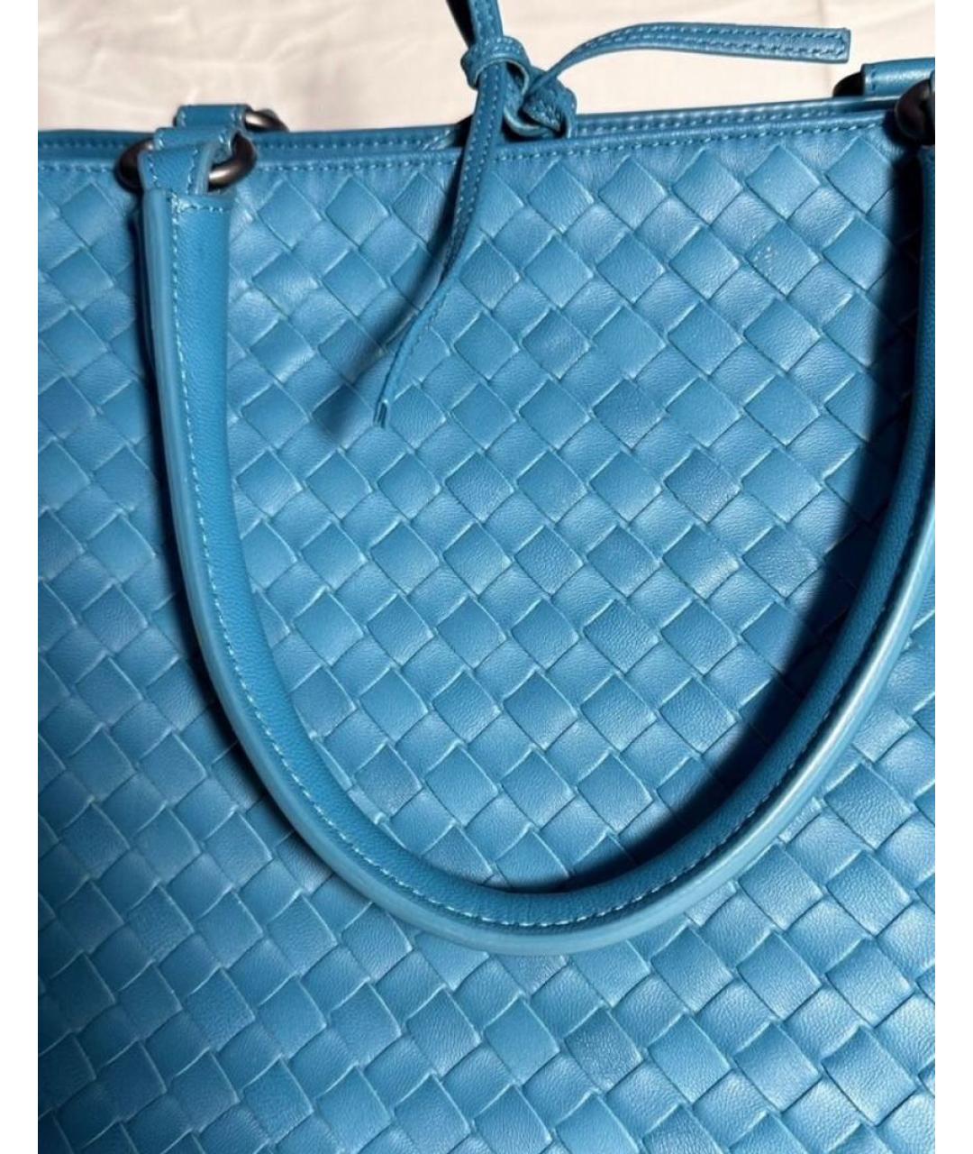 BOTTEGA VENETA Бирюзовая кожаная сумка с короткими ручками, фото 4