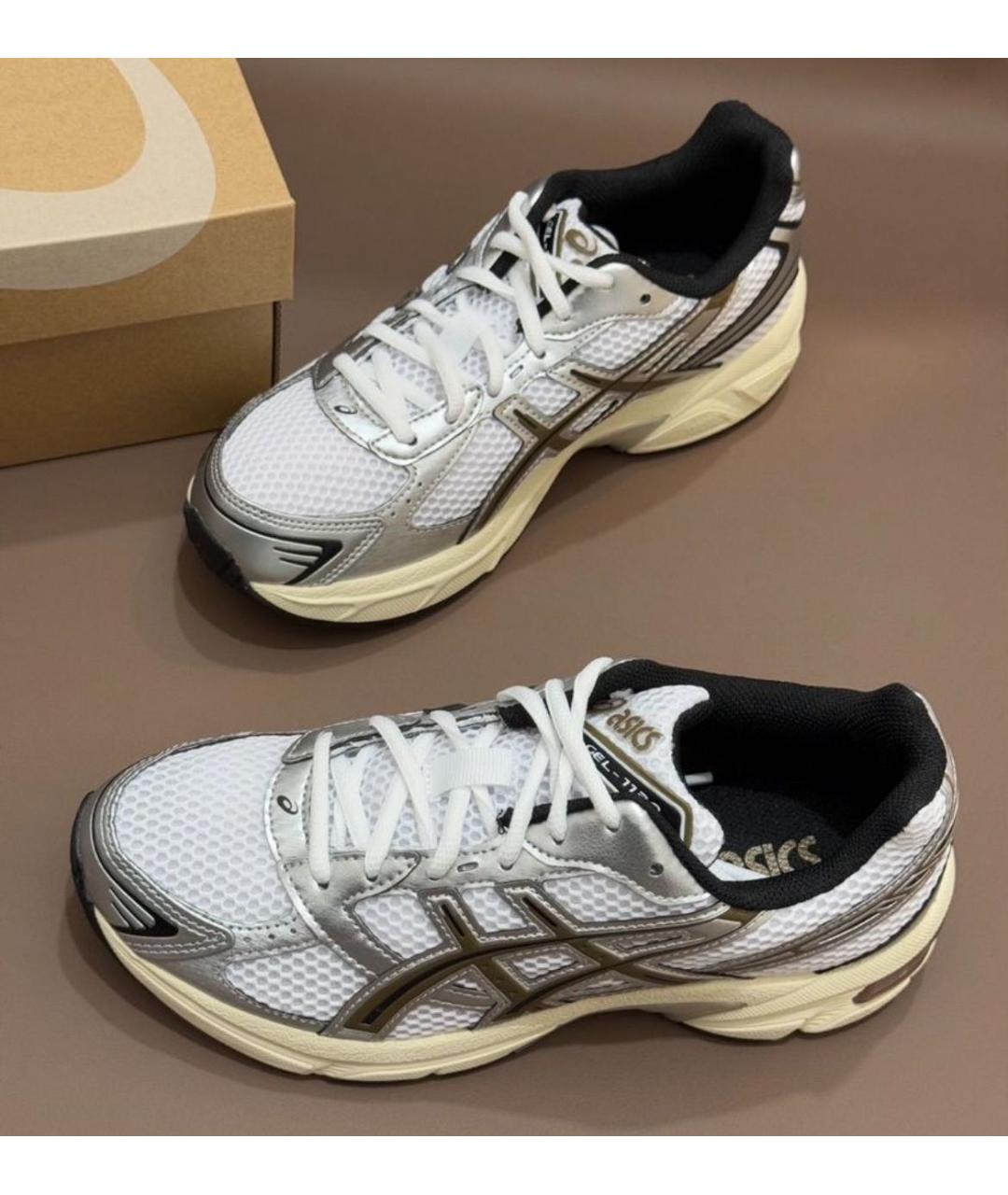 ASICS Белые текстильные низкие кроссовки / кеды, фото 5