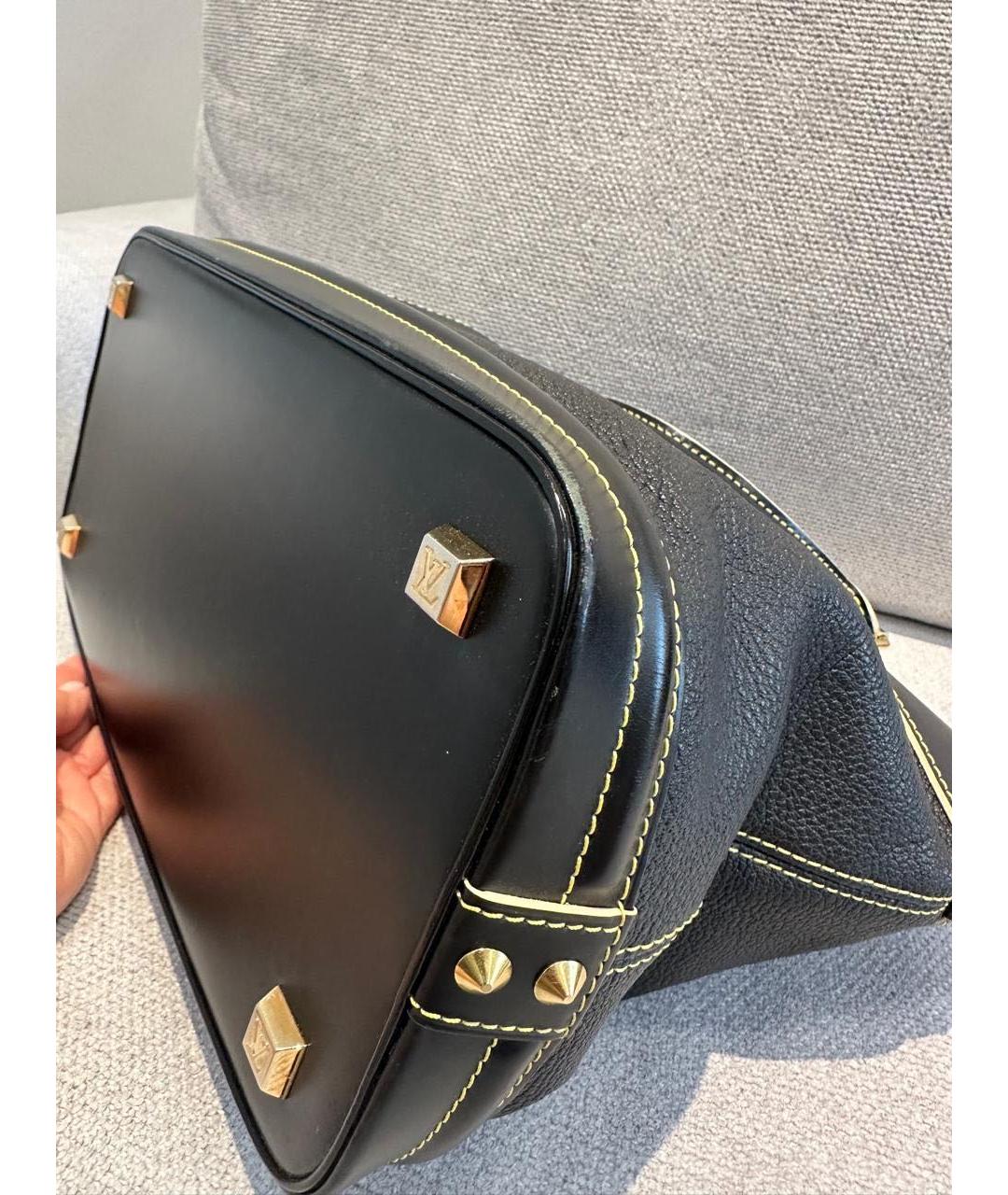 LOUIS VUITTON Черная кожаная сумка с короткими ручками, фото 6