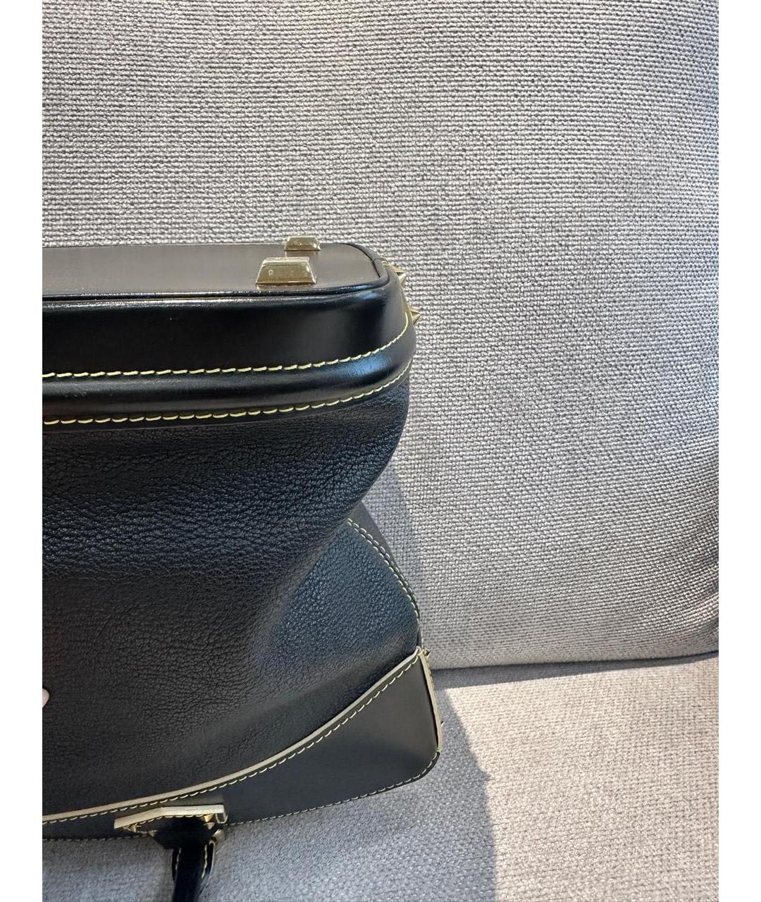 LOUIS VUITTON Черная кожаная сумка с короткими ручками, фото 7