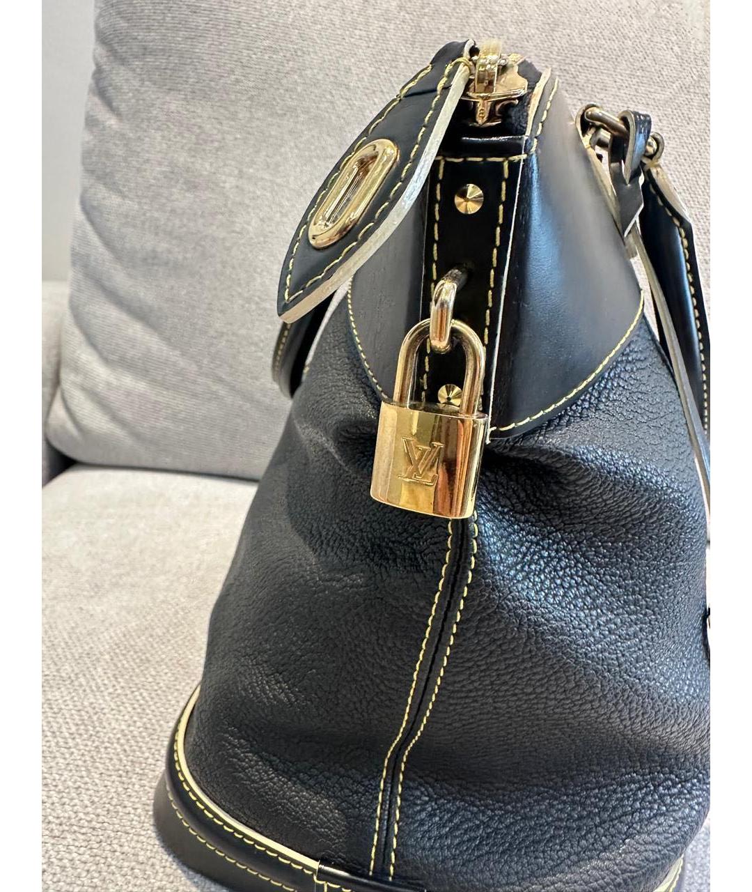 LOUIS VUITTON Черная кожаная сумка с короткими ручками, фото 2
