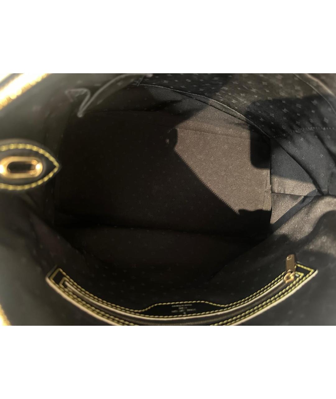 LOUIS VUITTON Черная кожаная сумка с короткими ручками, фото 4
