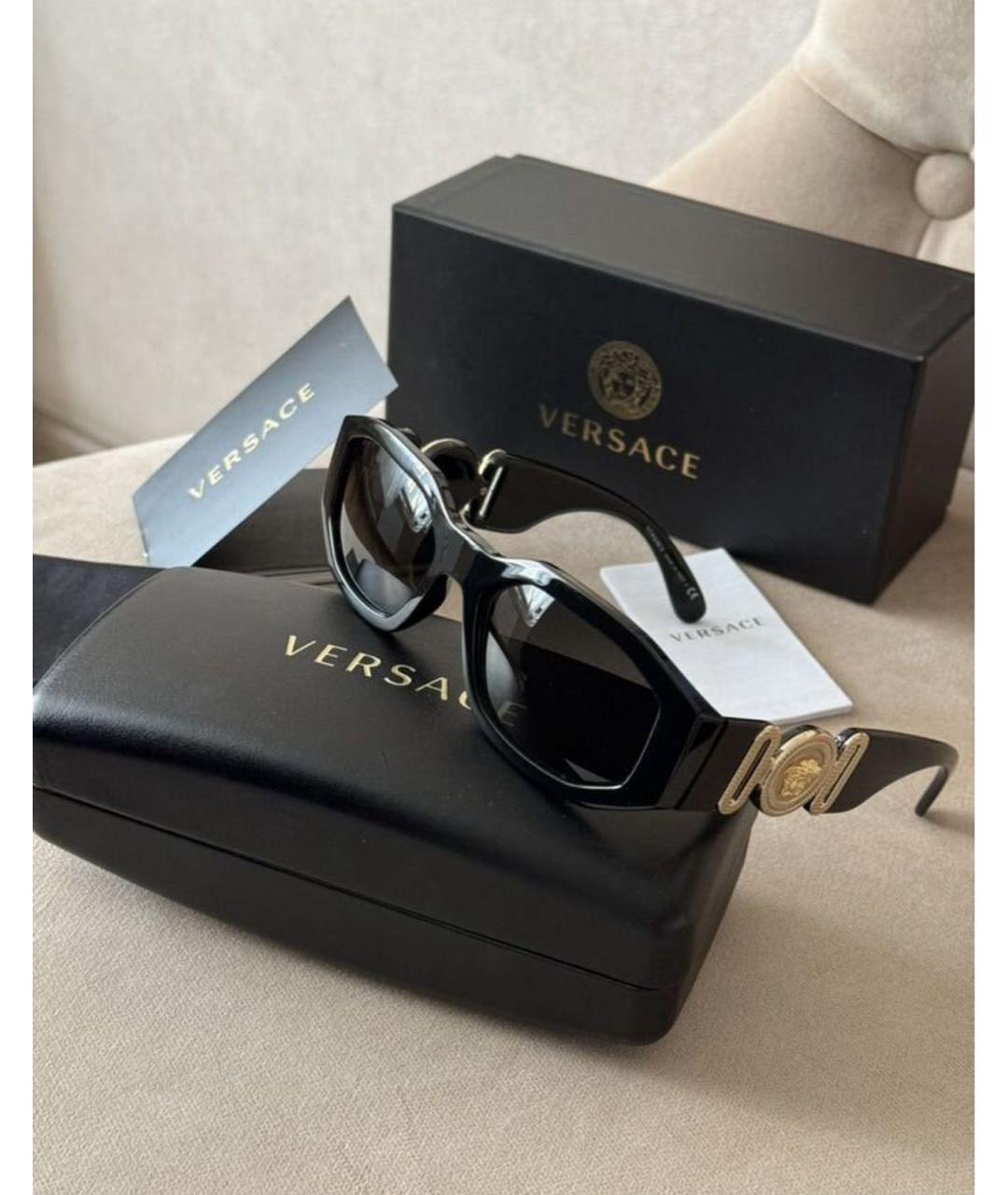 VERSACE Черные пластиковые солнцезащитные очки, фото 7