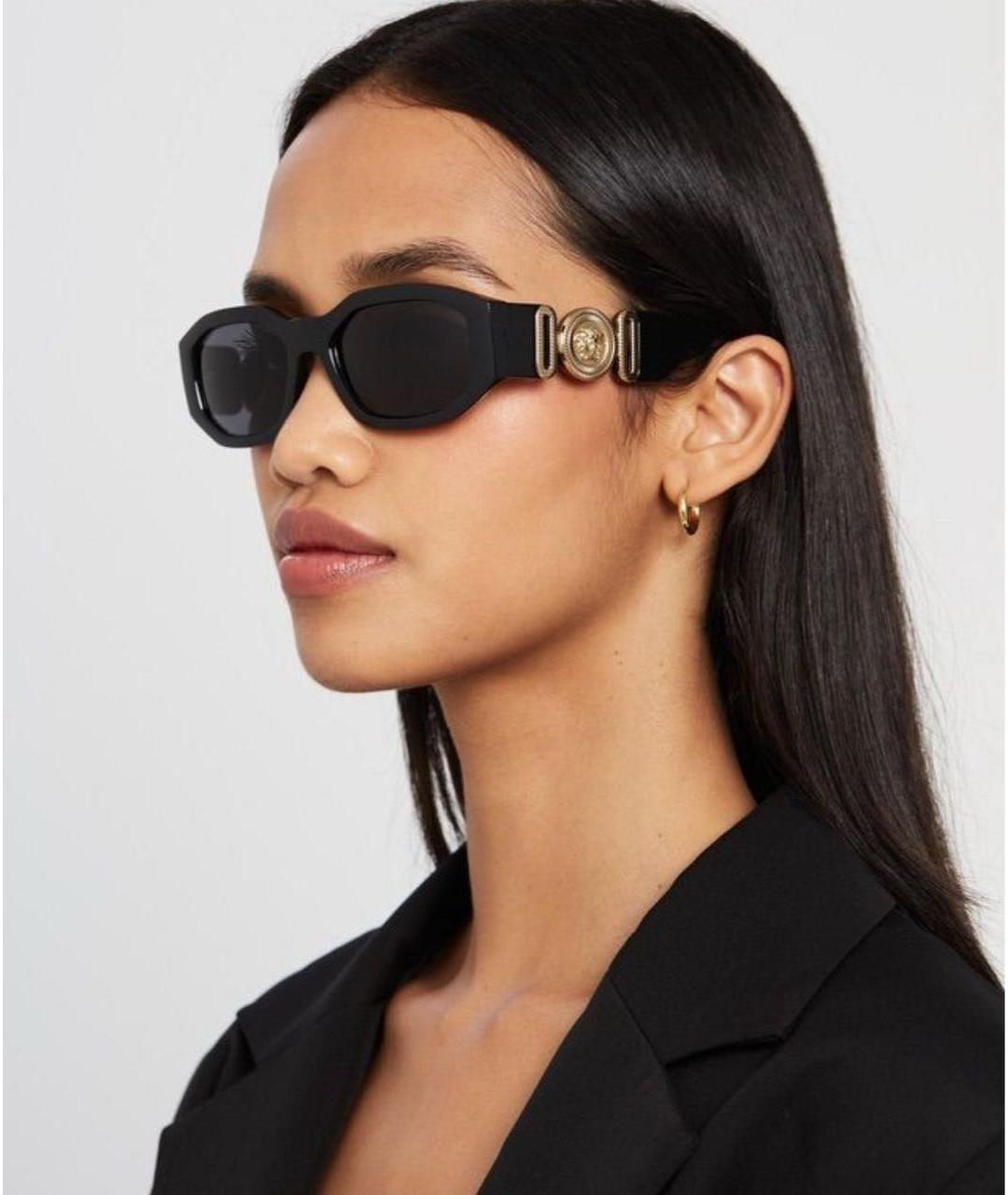 VERSACE Черные пластиковые солнцезащитные очки, фото 6