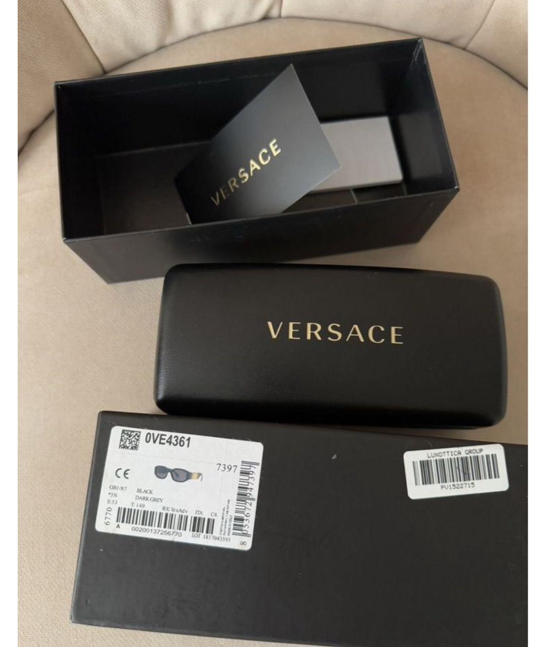 VERSACE Черные пластиковые солнцезащитные очки, фото 4