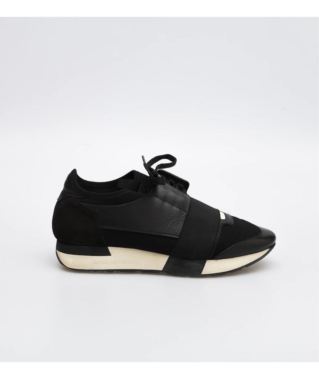 BALENCIAGA Черные кожаные кроссовки, фото 4