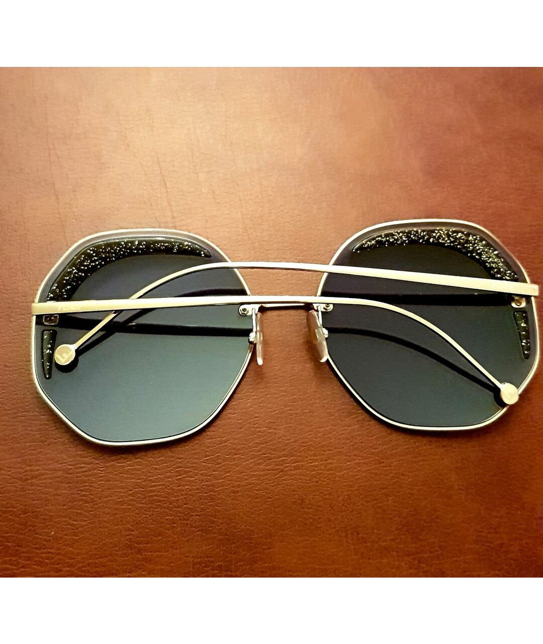 FENDI Голубые металлические солнцезащитные очки, фото 6